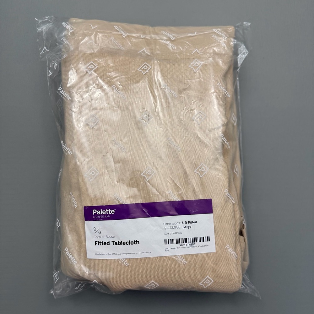 Palette Beige Fitted Tablecloth Fits standard 6 ft rectangular tables